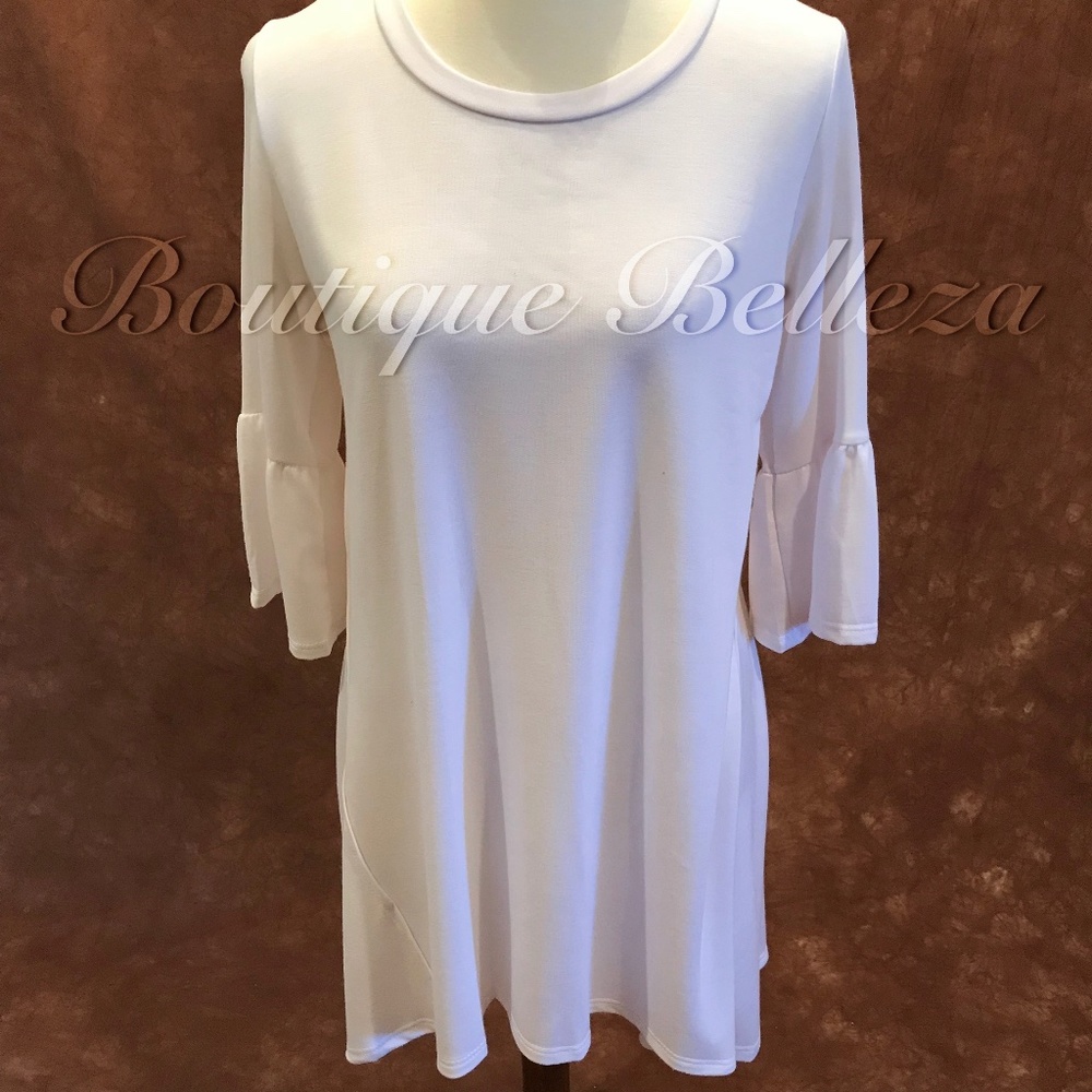 White Favorite 3/4 Bell Sleeve Tunic